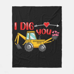 I Dig You Backhoe Valentine Fleece Blanket