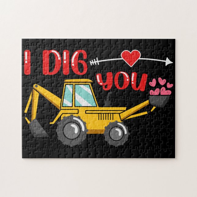 I Dig You Backhoe Valentine Jigsaw Puzzle (Horizontal)