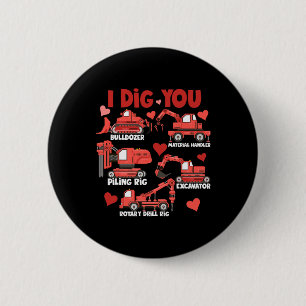 I Dig You Construction Trucks Valentine's Day Boys 6 Cm Round Badge
