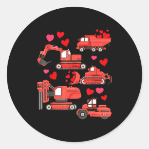I Dig You Construction Trucks Valentine's Day Boys Classic Round Sticker