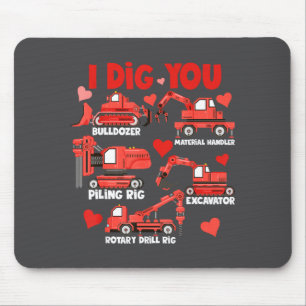 I Dig You Construction Trucks Valentine's Day Boys Mouse Mat