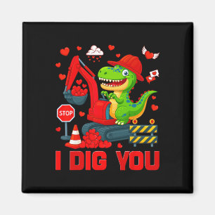 I Dig You Funny Heart Dinosaur Truck Valentine Boy Magnet