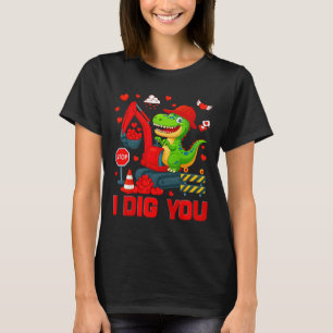 I Dig You Funny Heart Dinosaur Truck Valentine Boy T-Shirt