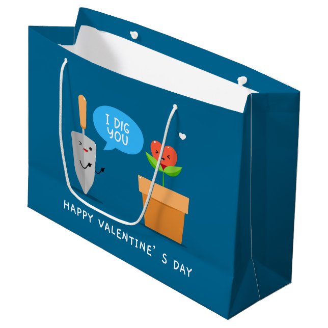 I Dig You Happy Valentine's Day Funny | Love Large Gift Bag (Front Angled)