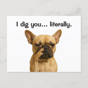 I Dig You… Literally French Bulldog Funny Holiday Postcard