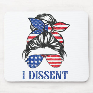I dissent, American flag women messy bun Mouse Mat