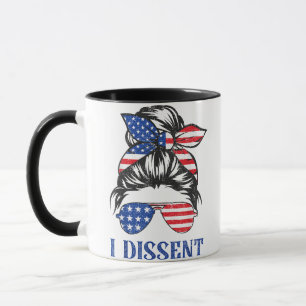 I dissent, American flag women messy bun Mug