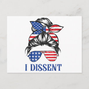 I dissent, American flag women messy bun Postcard