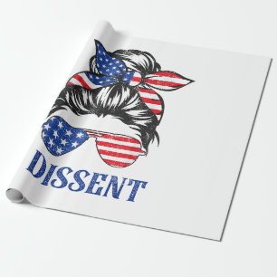 I dissent, American flag women messy bun  Wrapping Paper