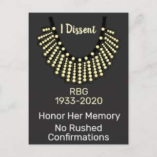 I Dissent RBG No Rushed Confirmations Postcard