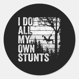 I Do All My Own Stunts Arborist Mens Vintage Tree  Classic Round Sticker