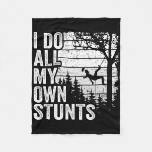 I Do All My Own Stunts Arborist Mens Vintage Tree Fleece Blanket