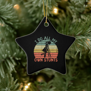 I do all my own stunts funny enjury leg Girl Ceramic Tree Decoration