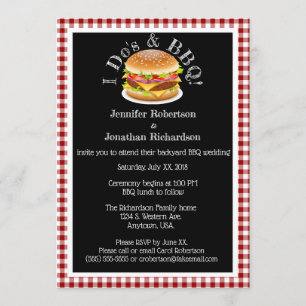 I Do and BBQ Gingham Hamburger Casual Wedding #2 Invitation