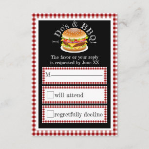 I Do and BBQ Gingham Hamburger Casual Wedding RSVP
