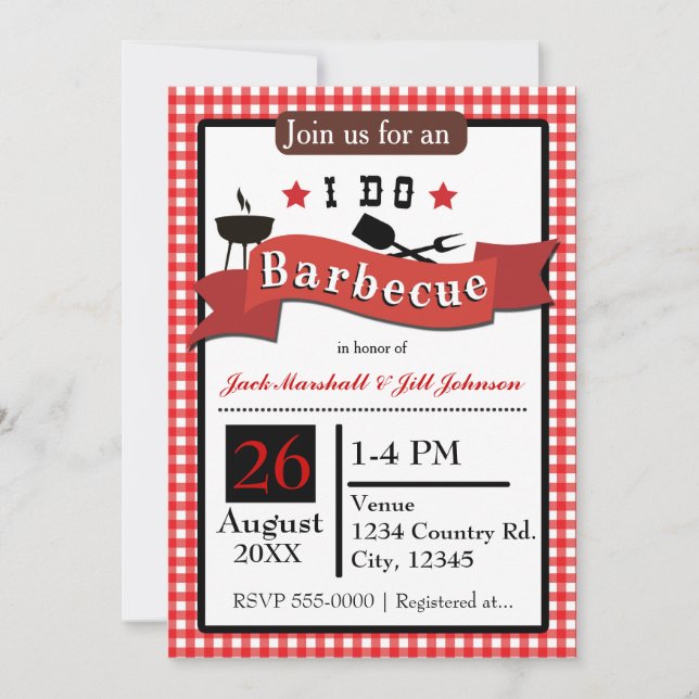 I do Barbecue BBQ Couples Wedding Invitation (Front)