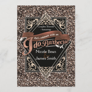 I DO BARBECUE BBQ Faux Rose Glitter Engagement Invitation
