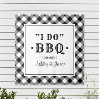 I Do BBQ Black Gingham Wedding Backdrop