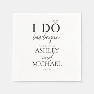 I DO BBQ Black & White Simple Engagement Party Napkin