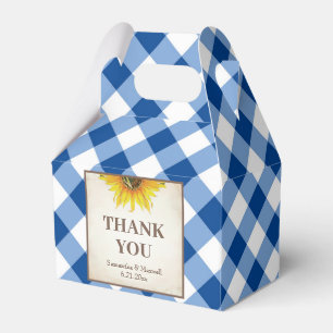 I Do BBQ Blue Gingham Sunflower Favour Box