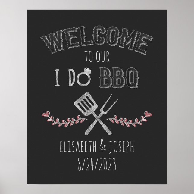I Do BBQ Bridal Shower Engagement Party Welcome Poster (Front)