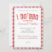 I DO BBQ casual wedding shower red gingham hearts