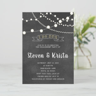 I do BBQ Chalkboard Theme Nighttime String Lights Invitation