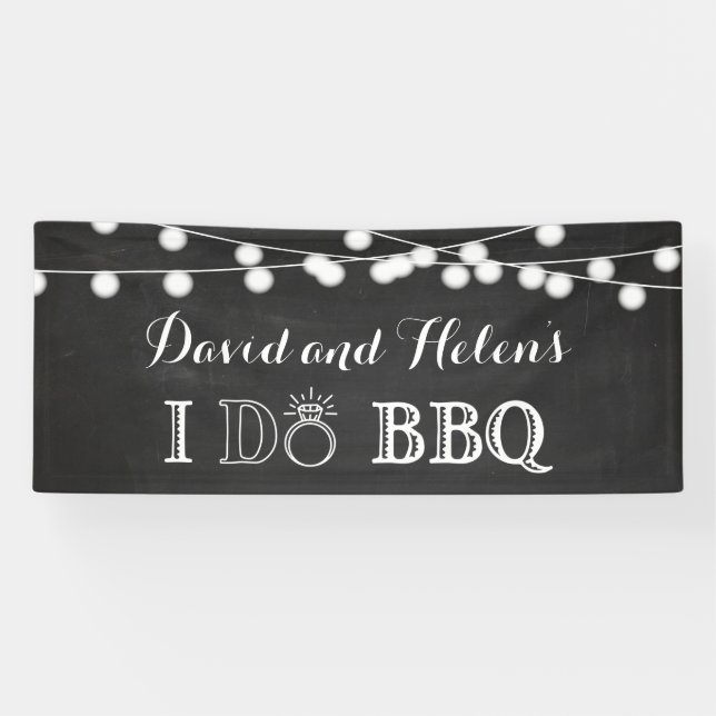 I DO BBQ Chalkboard Wedding Engagment Banner (Horizontal)