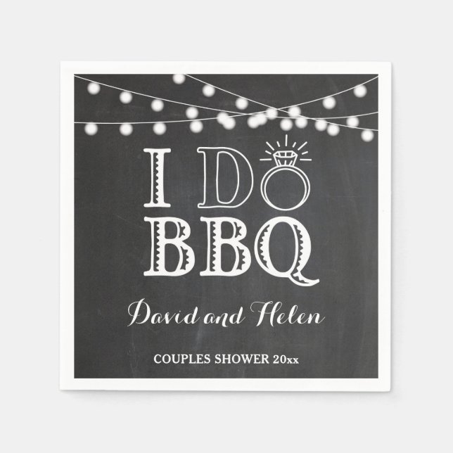 I DO BBQ Chalkboard Wedding Engagment Napkin (Front)