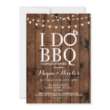 I DO BBQ Chalkboard Wood Engagement Party Invite