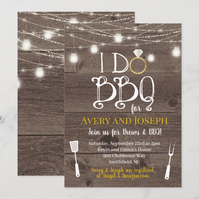 I Do BBQ Couple's Barbecue Shower Invitation (Front/Back)