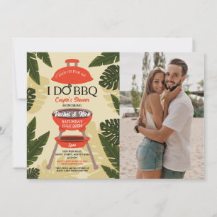 I DO BBQ Couples Shower Garden Yard Photo Invitation