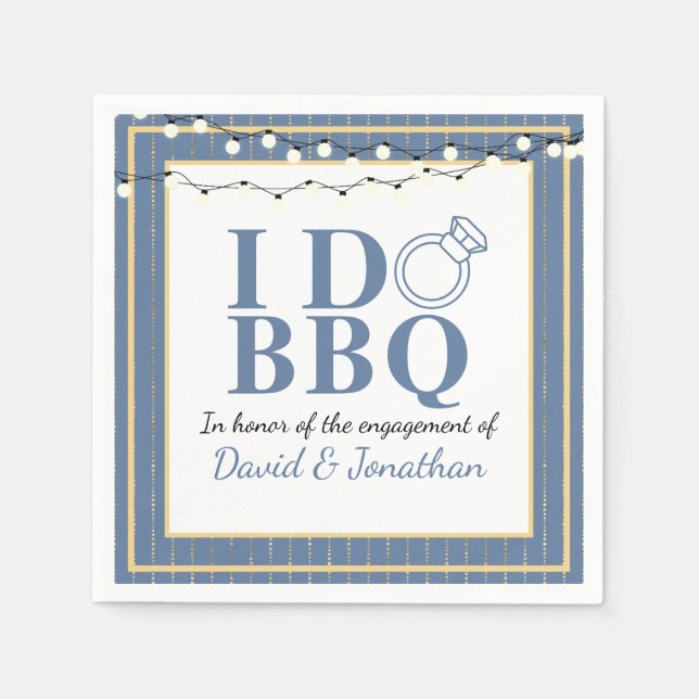 I Do BBQ Couples Shower Gay LGBTQ Engagement Party Napkin (Front)