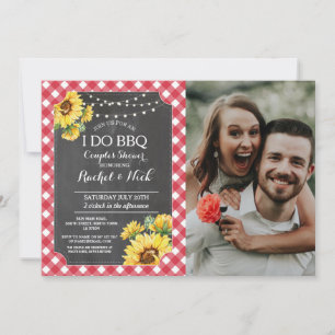 I DO BBQ Couples Shower Sunflower Red Photo  Invitation