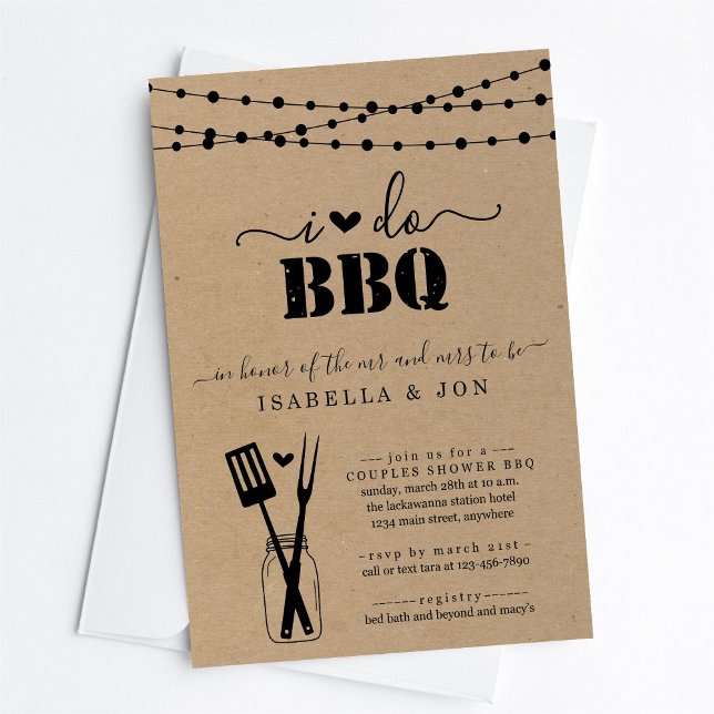 I Do BBQ Couples Wedding Bridal Shower Engagement Invitation (Creator Uploaded)