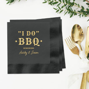I Do BBQ Custom Wedding Monogram Foil Napkins