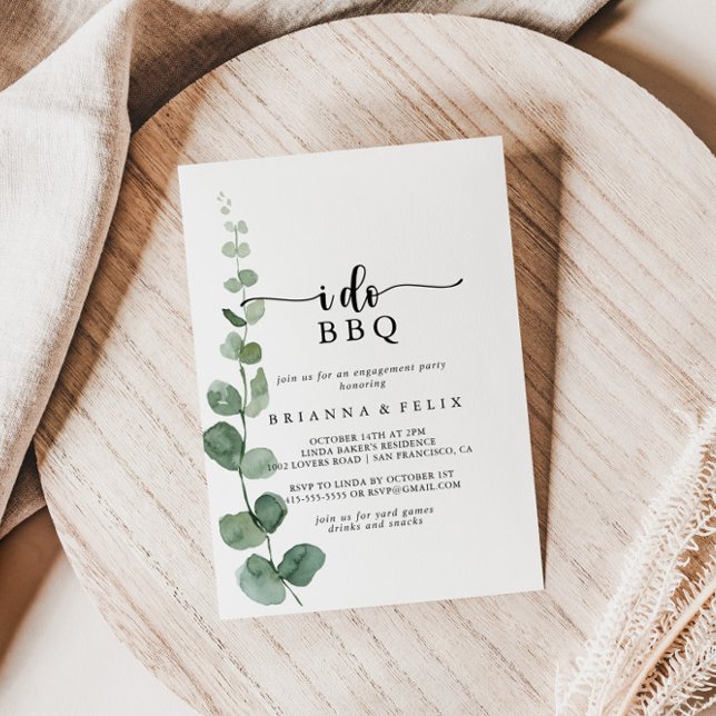 I Do BBQ Delight Eucalyptus Engagement Party  Invitation (Creator Uploaded)