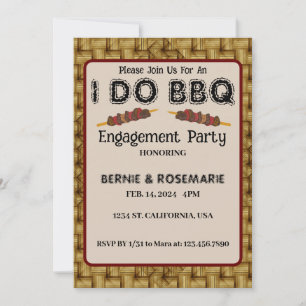 I DO BBQ Elegant Rustic Weaving Engagement Party  Invitation