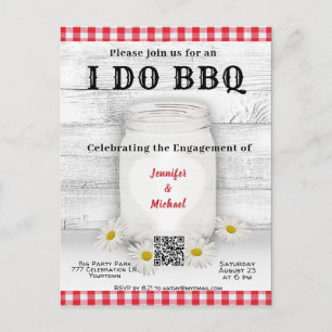 I Do   BBQ   Engagement Invitation QR Code Postcard