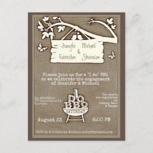 I Do   BBQ   Engagement Old Fashioned Invitation Postcard