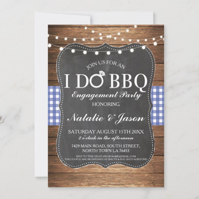 I DO BBQ Engagement Party Blue Shower Invite (Front)