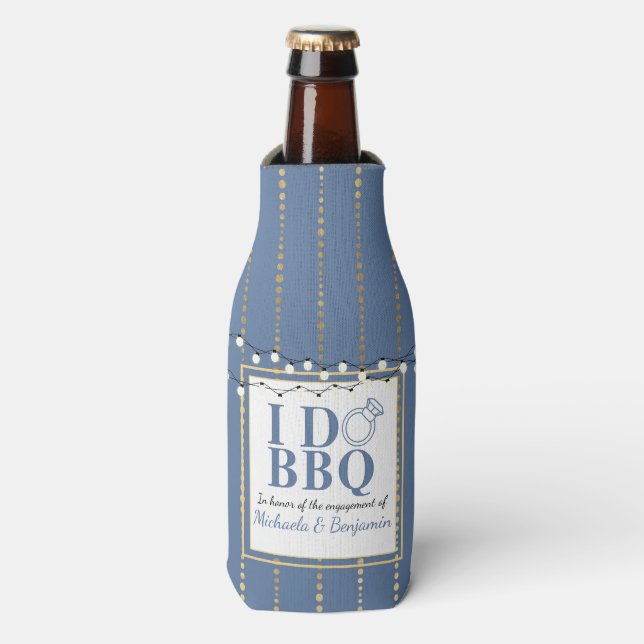 I Do BBQ Engagement Party Couples Shower Bottle Cooler (Bottle Front)