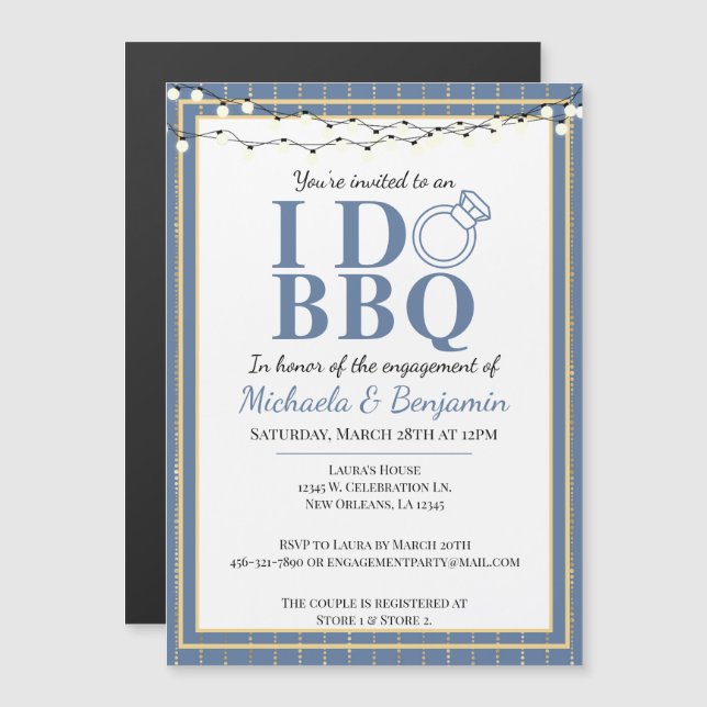 I Do BBQ Engagement Party Couples Shower Magnetic Invitation (Front/Back)