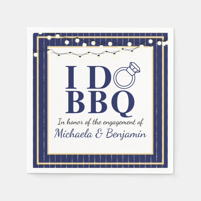 I Do BBQ Engagement Party Couples Shower Napkins (Front)
