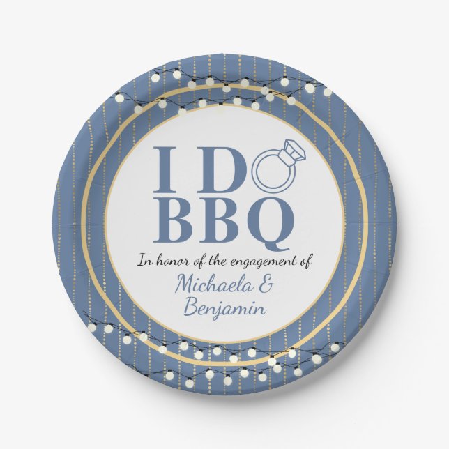 I Do BBQ Engagement Party Couples Shower Paper Plate (Front)