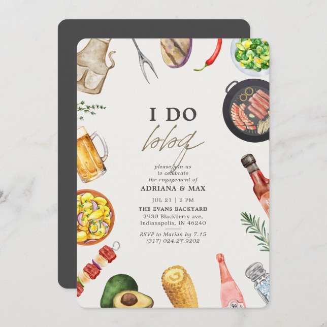 I Do BBQ Engagement Party Invitation (Front/Back)
