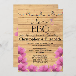 I DO BBQ engagement party string lights rustic  Invitation