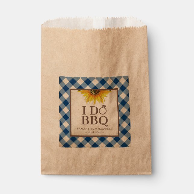 I Do BBQ Gingham and Sunflower Favour Bags (Front)