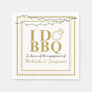 I Do BBQ Gold Engagement Party Couples Shower Napkin