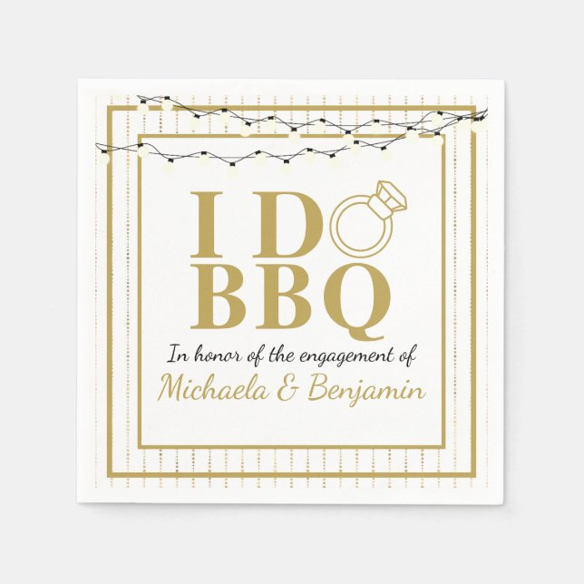 I Do BBQ Gold Engagement Party Couples Shower Napkin (Front)